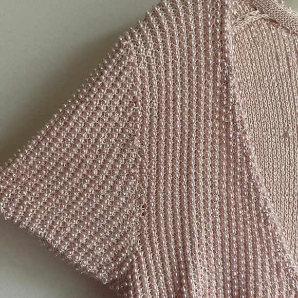 RALPH LAUREN Light Pink Silk Beaded Short Sleeve Top Women’s Size M - Picture 3 of 7